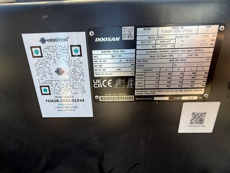 2024 Doosan D25S-9 Diesel Stage V triplex 4.73m SS FFL 4th valve